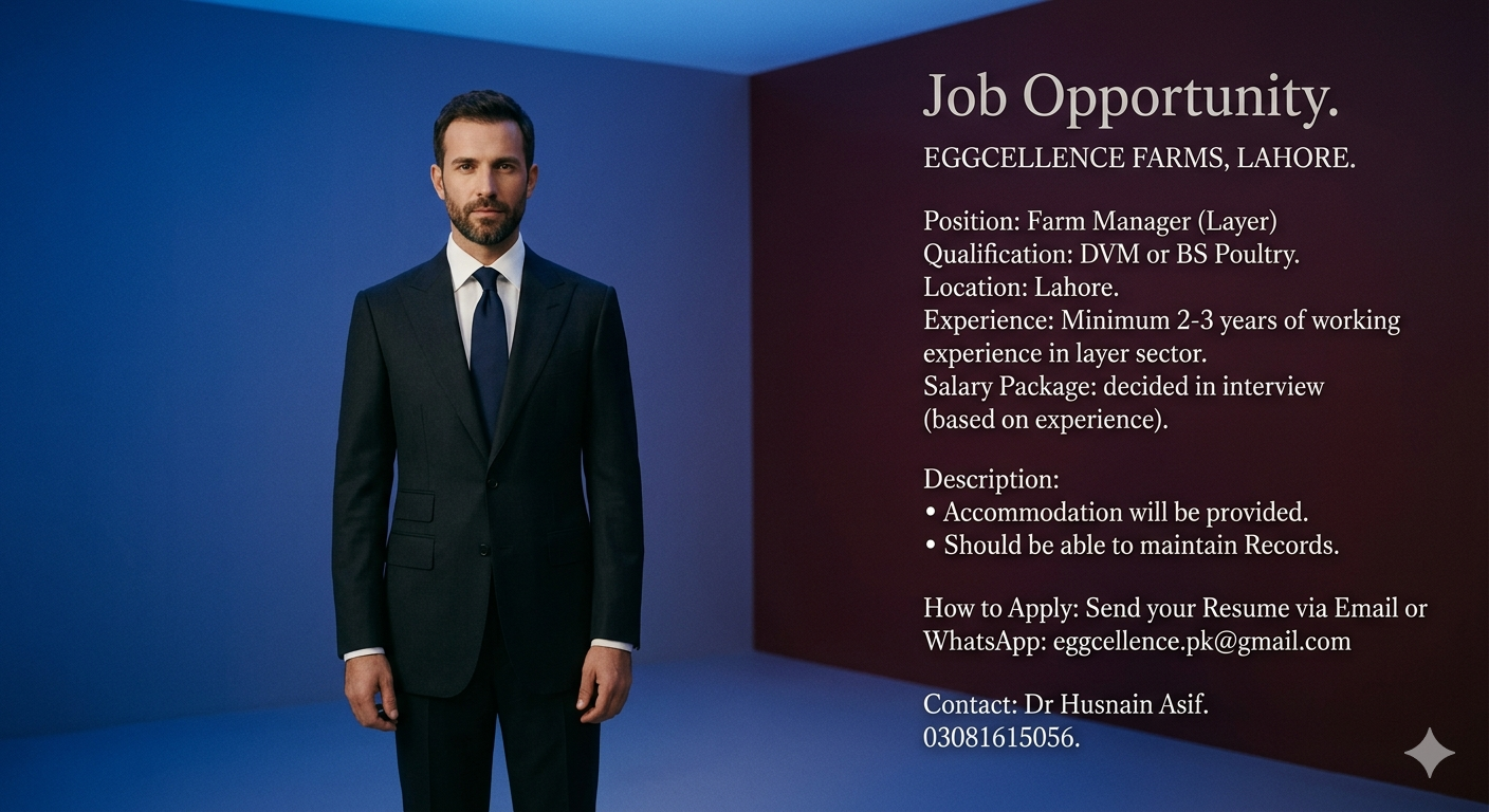 Job Opportunity EGGCELLENCE FARMS, LAHORE