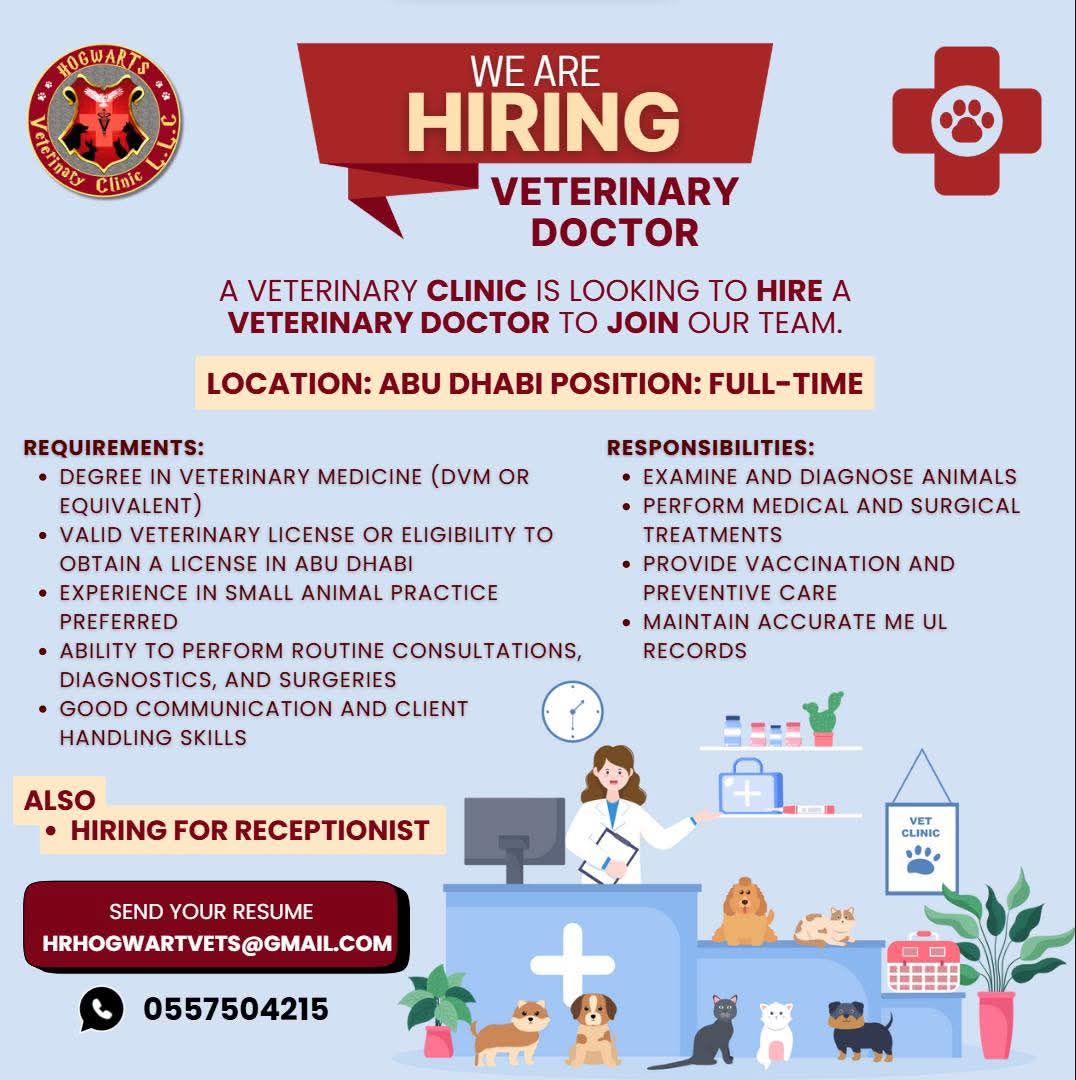 WE ARE HIRING  VETERINARY DOCTOR