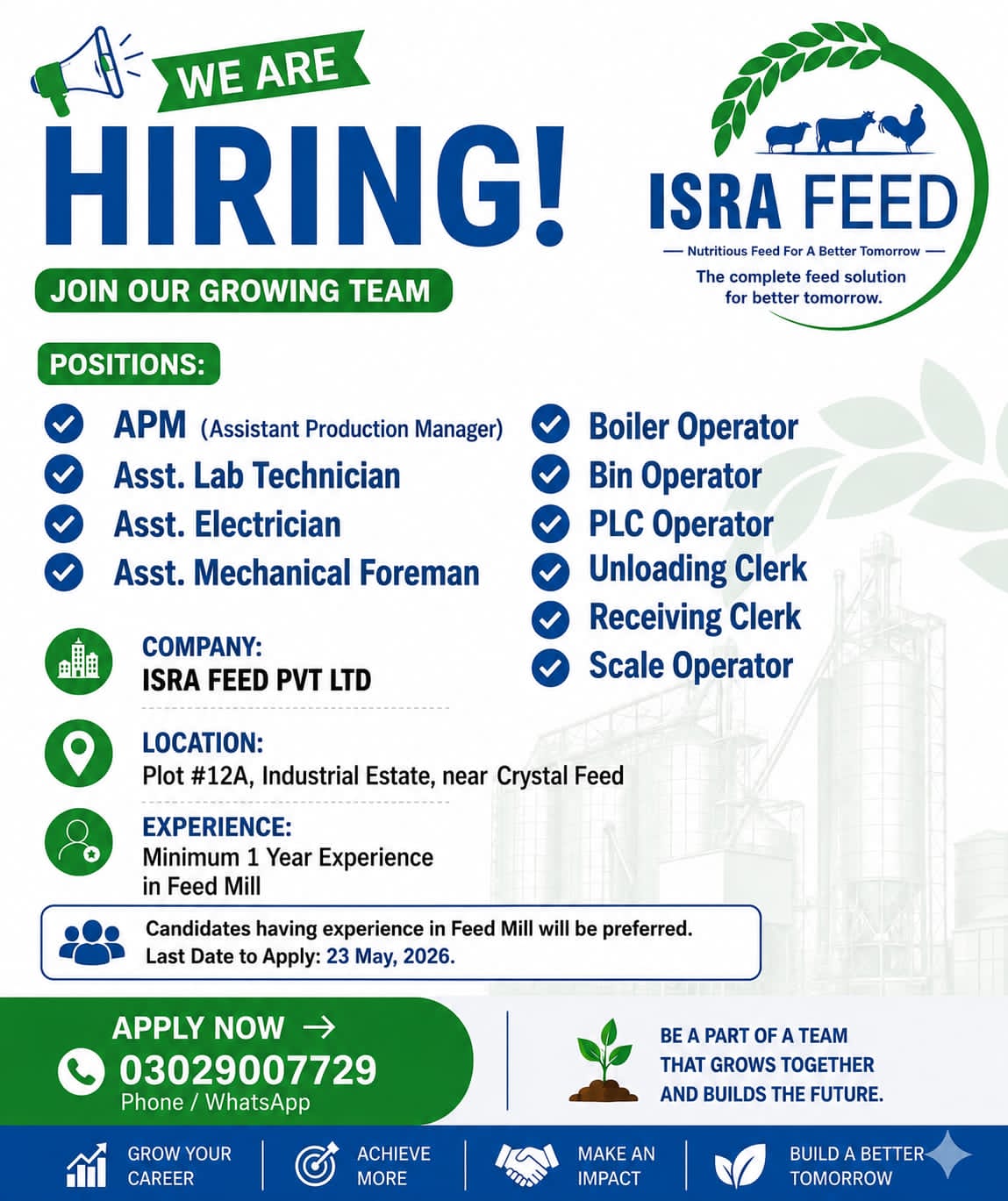 WE ARE HIRING!  ISRA FEED