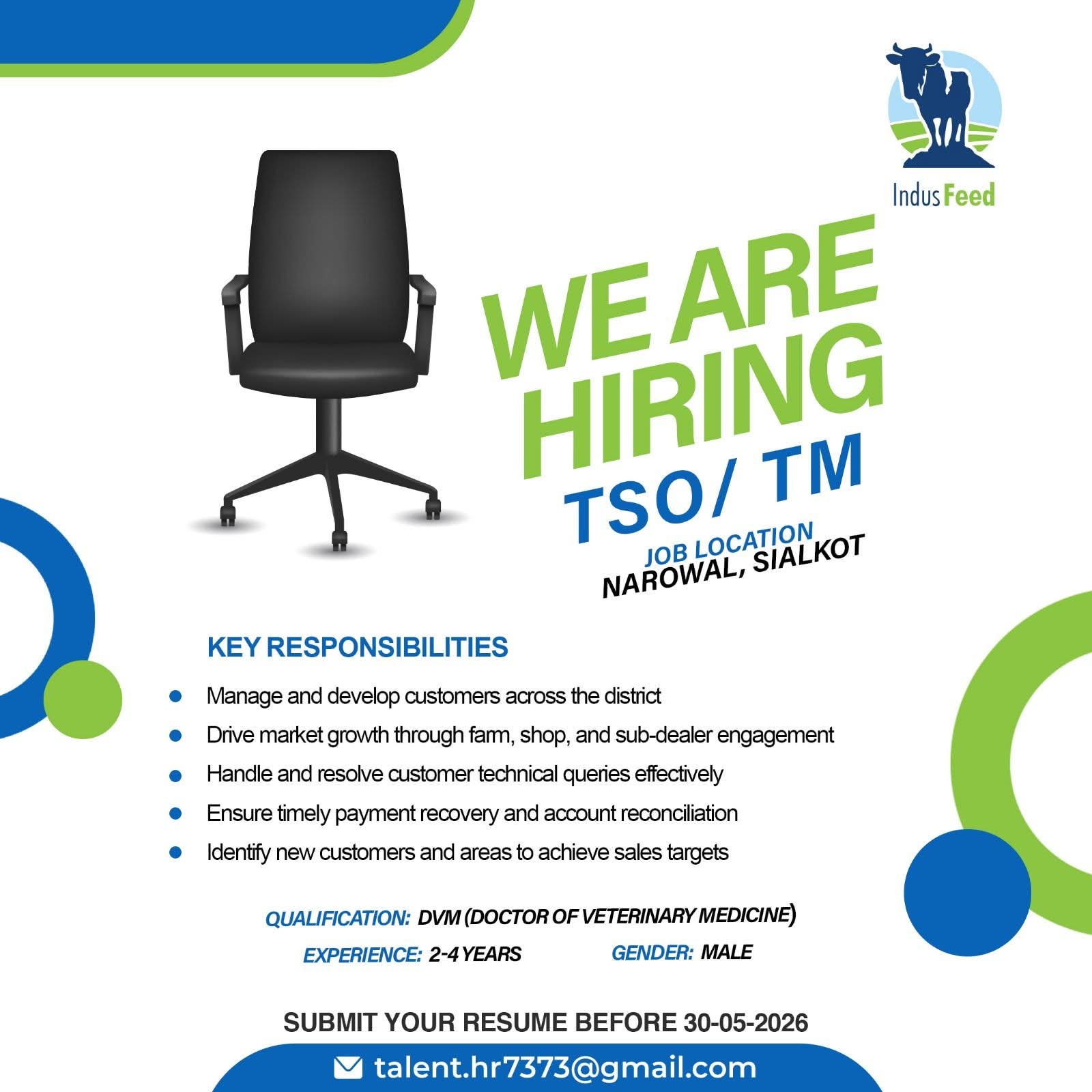 WE ARE HIRING TSO/TM JOB LOCATION NAROWAL, SIALKOT