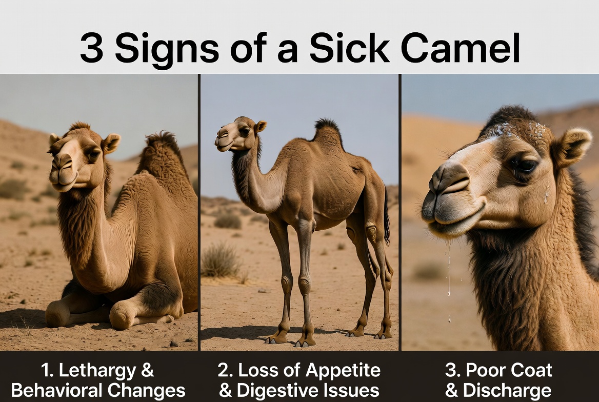 Three common signs that a camel may be sick
