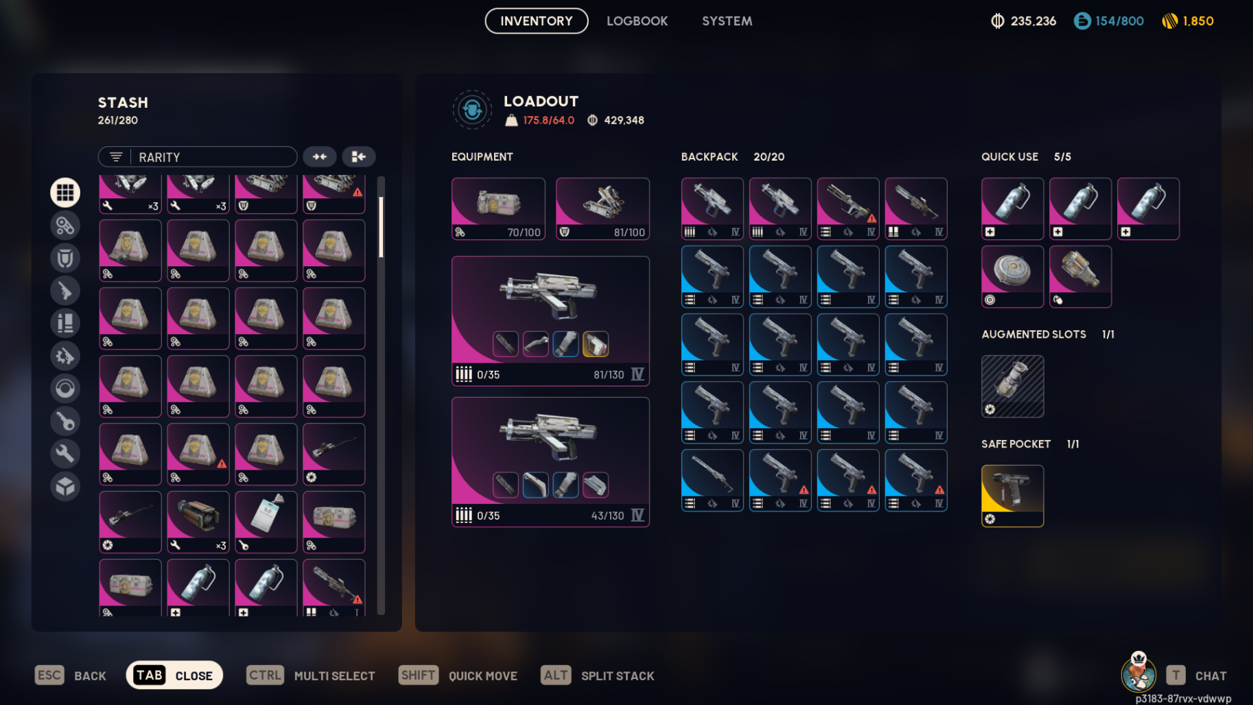 [STEAM] Arc Raiders Standard Level 40+ 235k Coins Stash Max Level 1850 Raider Tokens Venator & Bobcat & Vulcano & Tempest & 55+ more blueprints