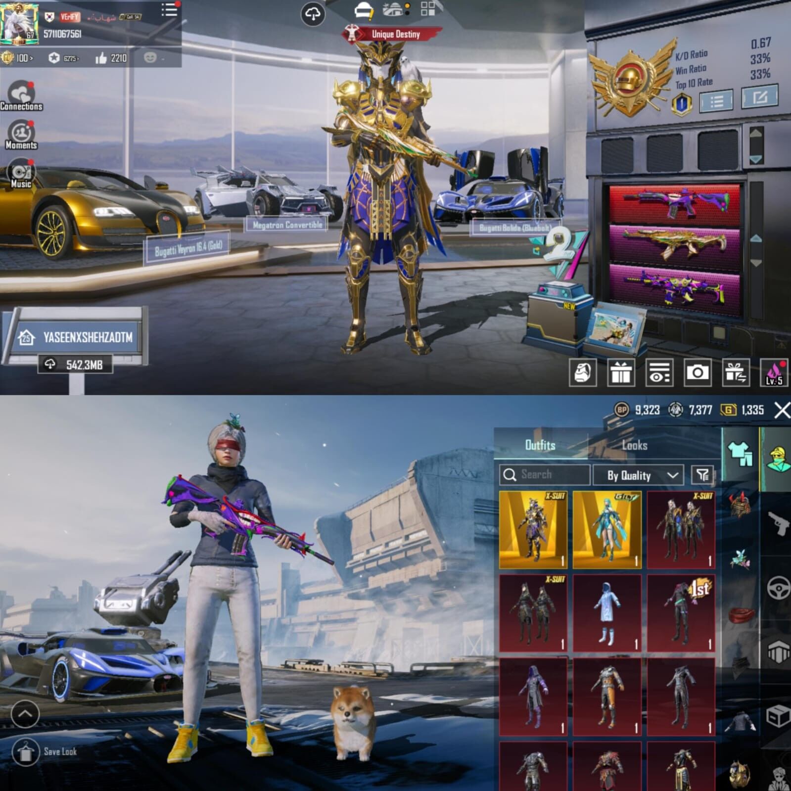 *PHAROAH XSUIT 6-STARS + 3X MYTHIC SPORTS CAR + M416 FOOL LVL 6 + 1X ULTIMATE LEGEND + 03X MYTHICS LOBBIES + MALANG SET + ARMORED HUNTER CHATI SET + THE FOOLS S