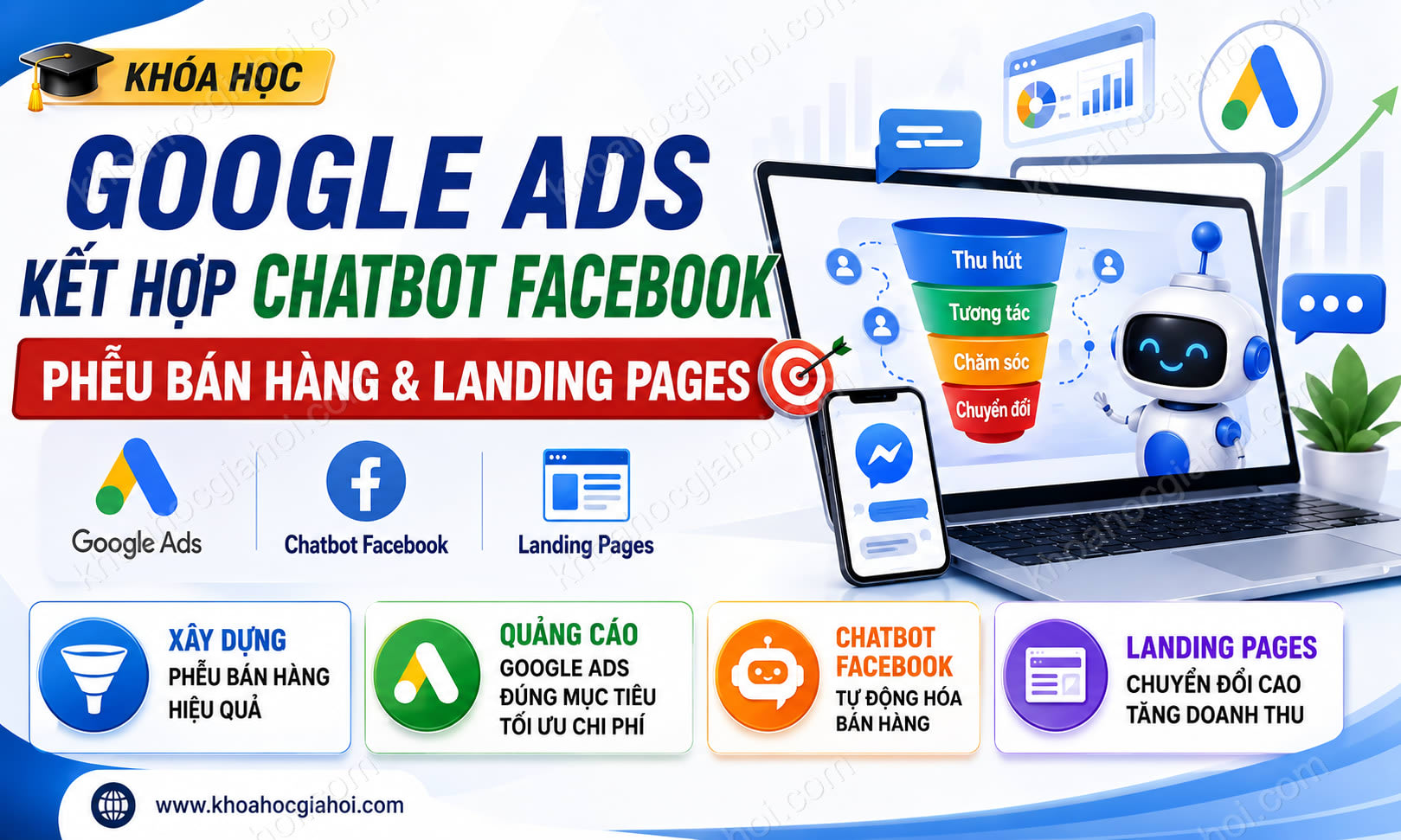 Khóa Học Google Ads Kết Hợp Chatbot Facebook – Phễu Bán Hàng Cùng Landing Pages