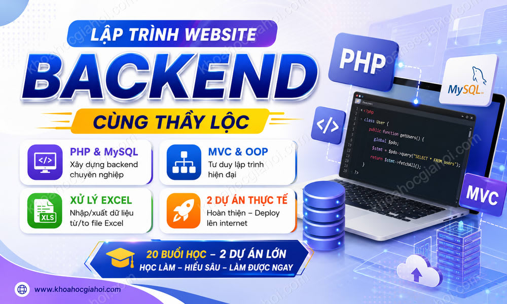 Khoá Học Lập Trình Website Backend Cùng Thầy Lộc