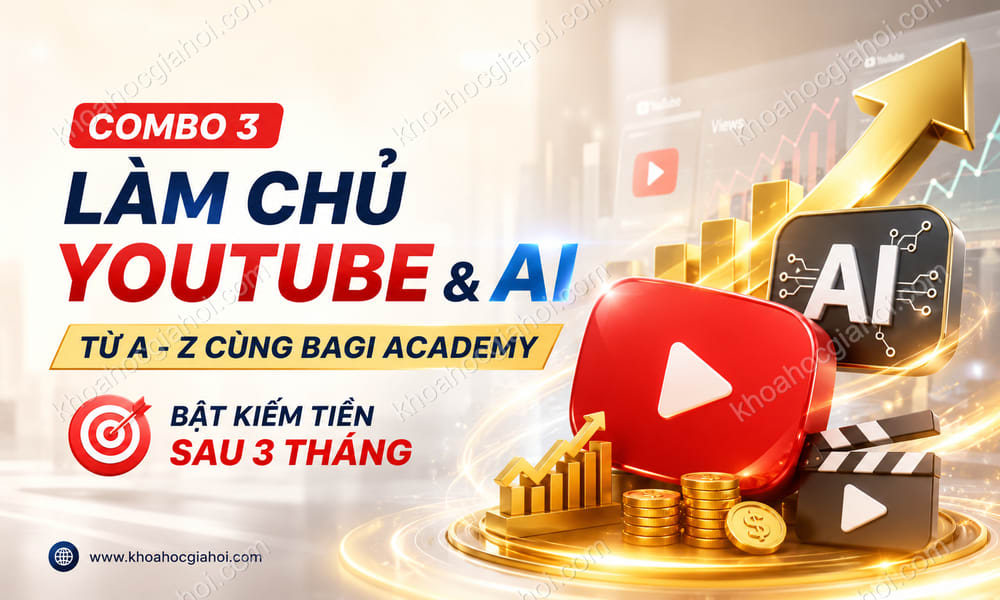 Combo 3 Khóa Học Làm Chủ Youtube & AI Từ A - Z Cùng Bagi Academy