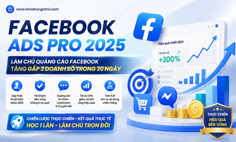 Khóa Học Facebook Ads Pro 2025 – Làm Chủ Quảng Cáo Facebook, Tăng Gấp 3 Doanh Số Trong 30 Ngày