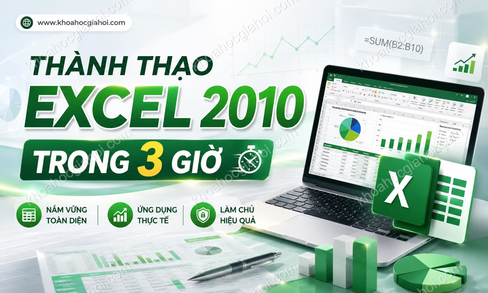 Khóa Học Thành Thạo Excel 2010 Trong 3 Giờ Khóa Học Thành Thạo Excel 2010 Trong 3 Giờ