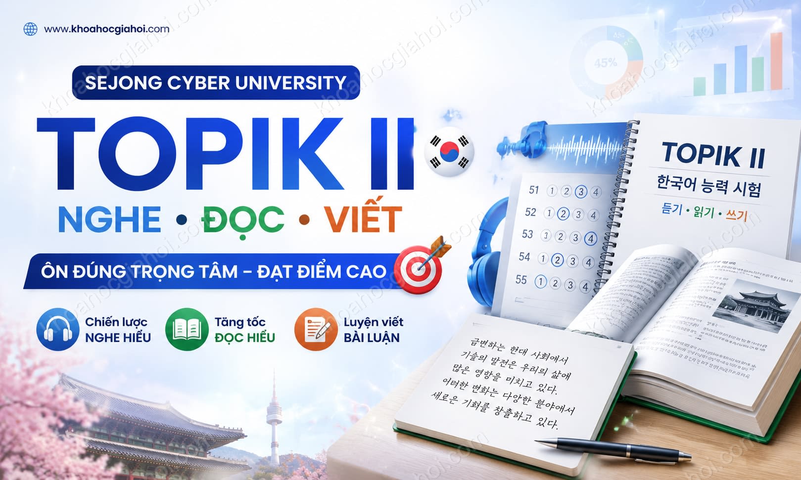 Sejong Cyber University - Kỳ Thi Năng Lực Tiếng Hàn Topik II – Nghe , Đọc ,viết Sejong Cyber University - Kỳ Thi Năng Lực Tiếng Hàn Topik II – Nghe , Đọc ,viết