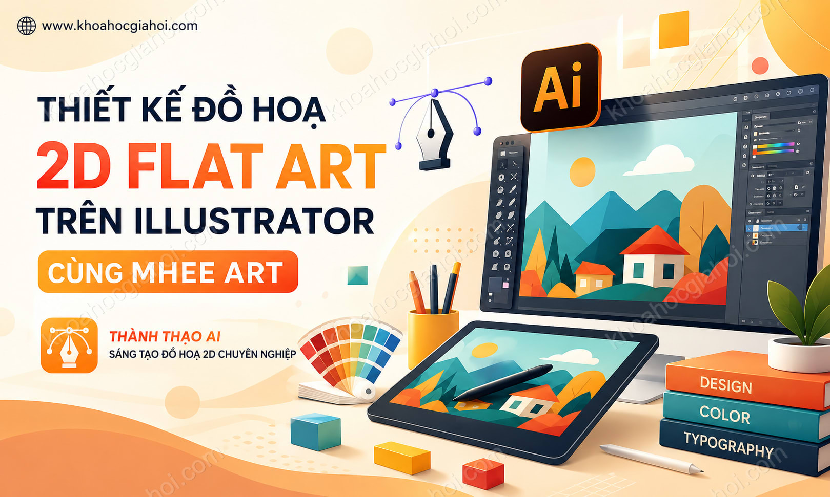 Khóa Học Thiết Kế Đồ Hoạ 2D Flat Art Design Trên Illustrator Cùng Mhee Art Khóa Học Thiết Kế Đồ Hoạ 2D Flat Art Design Trên Illustrator Cùng Mhee Art