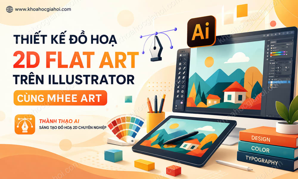 Khóa Học Thiết Kế Đồ Hoạ 2D Flat Art Design Trên Illustrator Cùng Mhee Art