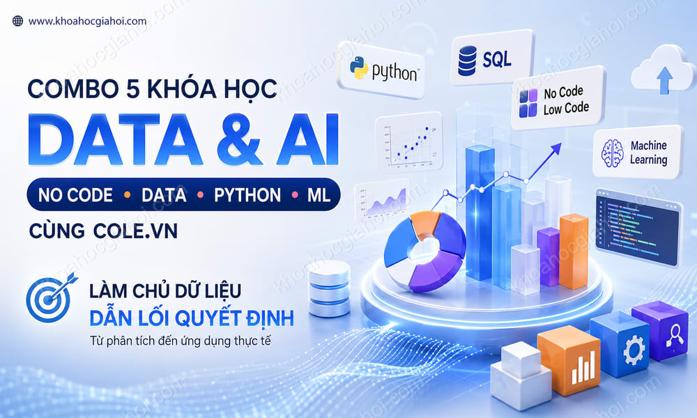Combo 5 Khóa Học Data No Code, Data Analyst, Python & Machine Learning Cùng Cole.vn