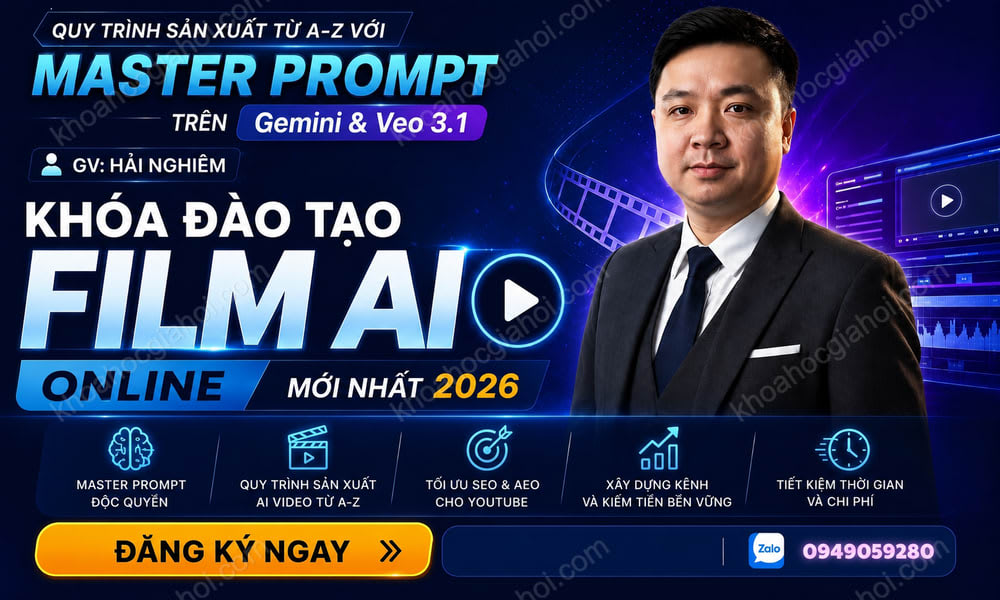 Khóa Đào Tạo Film AI Online Mới Nhất – Hải Nghiêm – Quy Trình Từ A–Z Với Master Prompt Trên Gemini & Veo 3.1