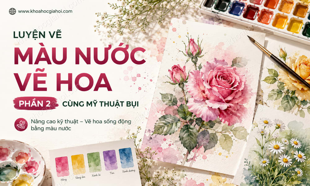Khóa Học Luyện Vẽ Màu Nước Vẽ Hoa (Phần 2) Cùng Mỹ Thuật Bụi