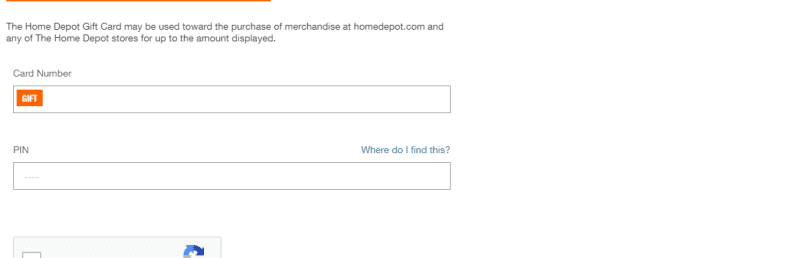 Redeem The Home Depot Gift Card