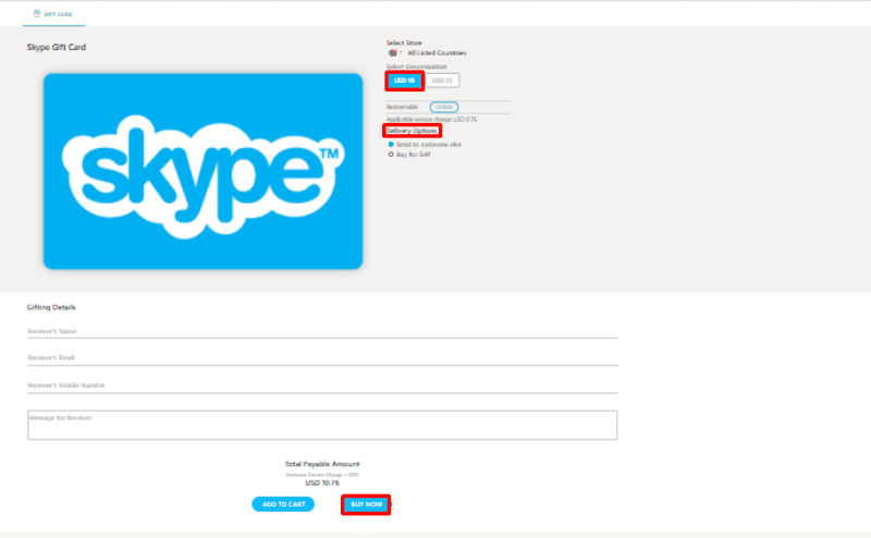 buy skype gift card 5 $ with crypto