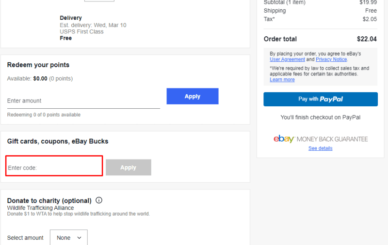 Redeem eBay Gift Card
