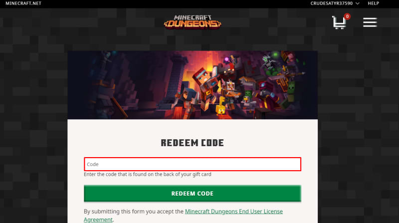 Redeem Minecraft Gift Card