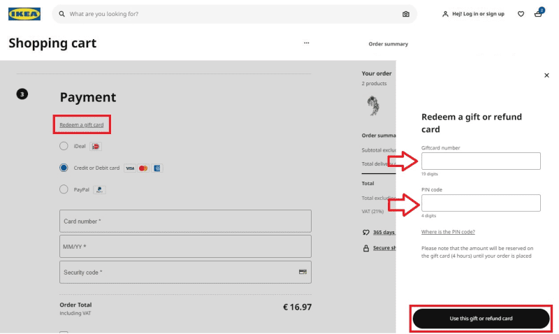 How to redeem Ikea Gift Card