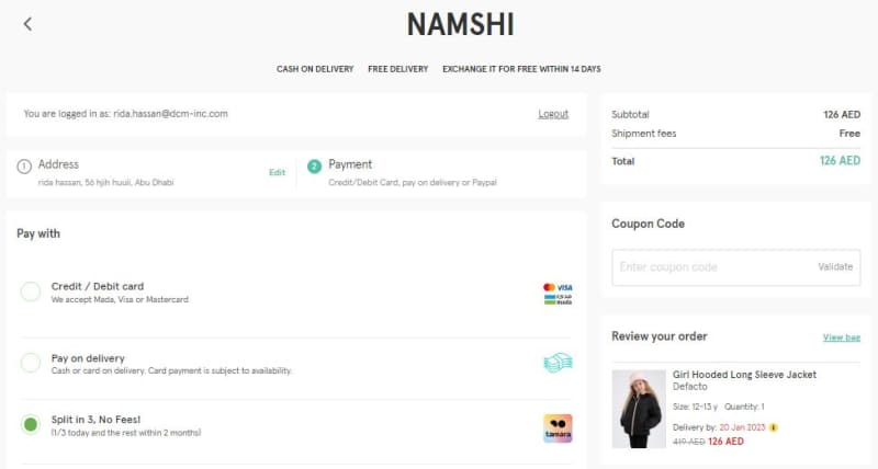 Redeem Namshi Gift Cards