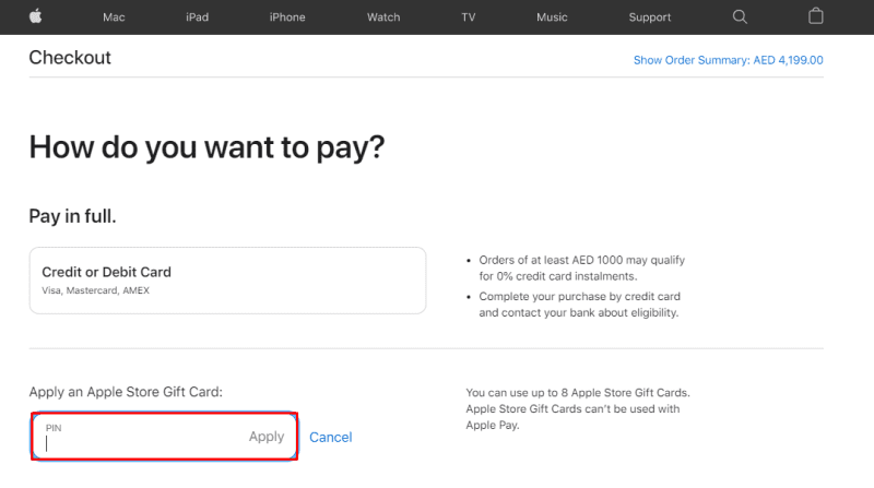 Redeem Apple Store Gift Card