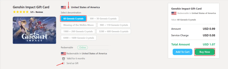 how to get genshin impact gift card