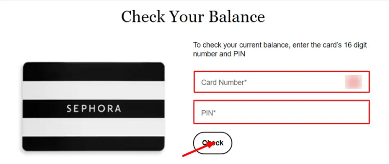 Check Sephora gift card balance