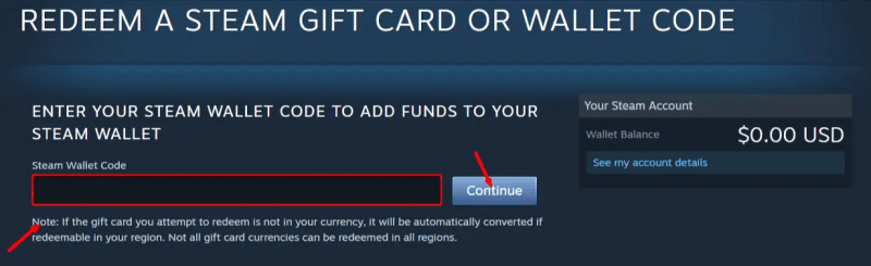 Redeem Steam Gift Card 