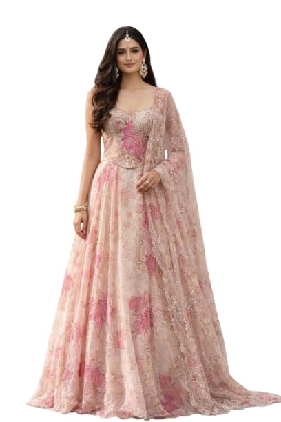Lehenga Choli Indo-Western Draped Set For Womens And Girls 