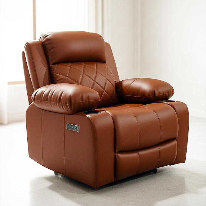 S Craft Sofas Italian Genuine Leather(Body Touch) Single Seater Luxury Electric Recliner Sofa