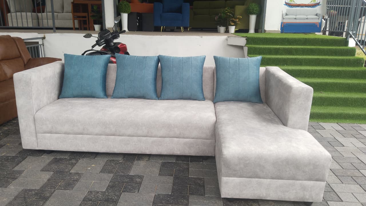 Axton Grey L-Shape Fabric Sofa