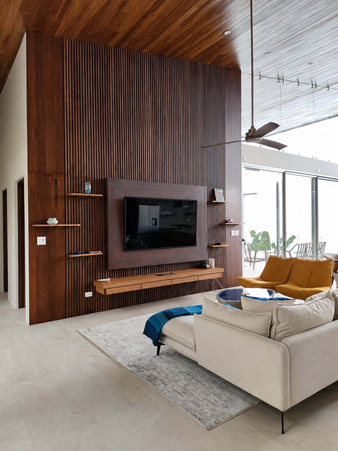 Living room, TV panel and consoles - Sattva House (5)