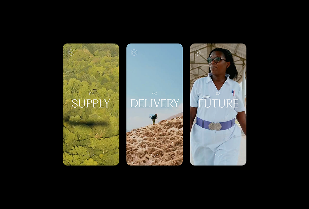 Three phone screens labelled Supply, Delivery and Future from the WHO digital archive