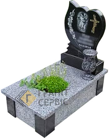 Дитячий гранітний пам'ятник на кутах з сірого та чорного граніту