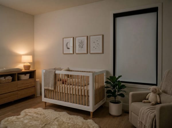 Nursery with blackout shades for naptime