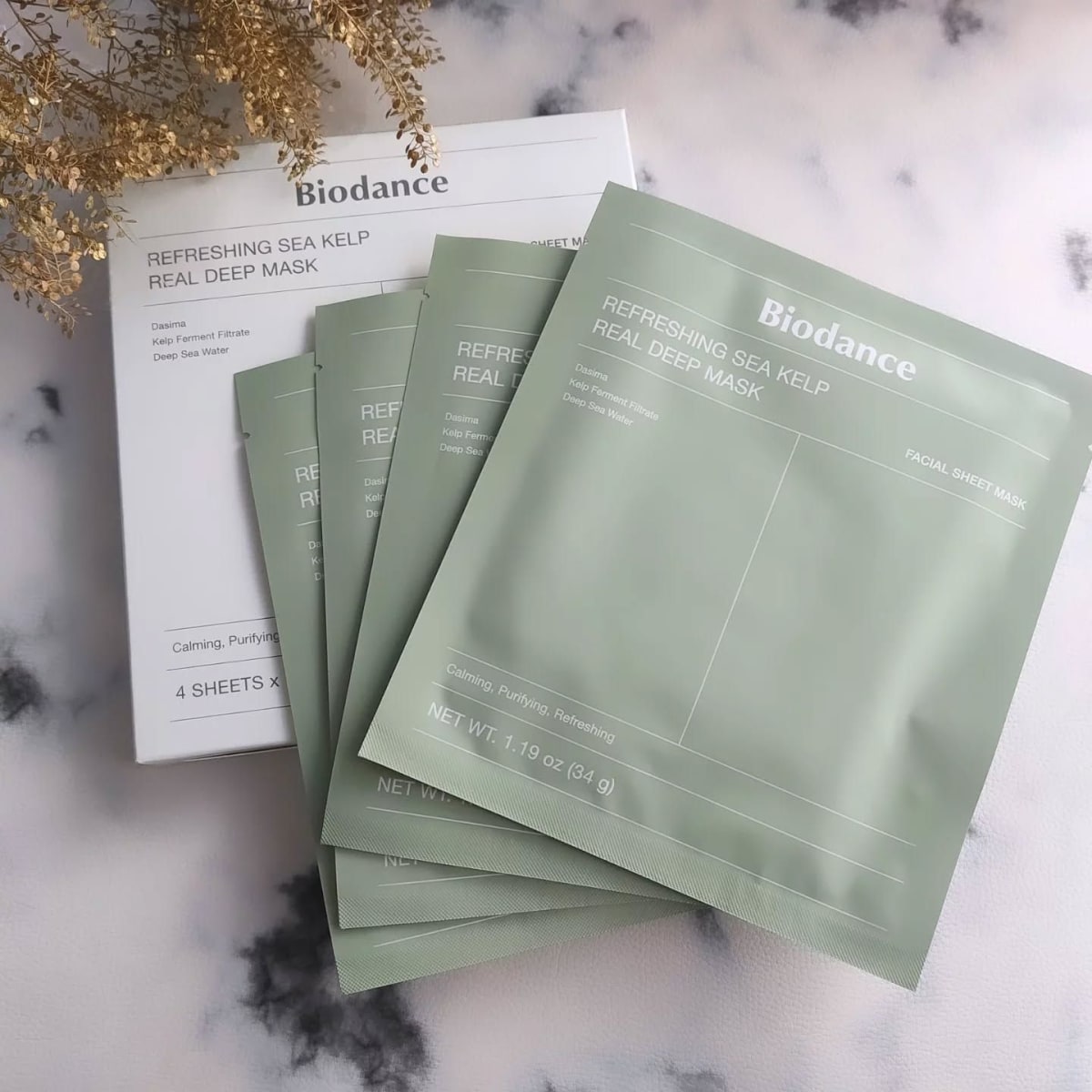 Biodance Refreshing Sea Kelp Real Deep Sheet Mask  (4 Sheet Masks, 34g Each)
