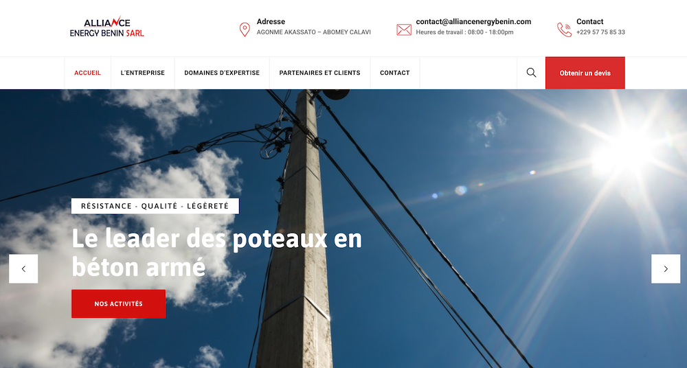 Site d'Entreprise - ALLIANCE ENERGY BENIN