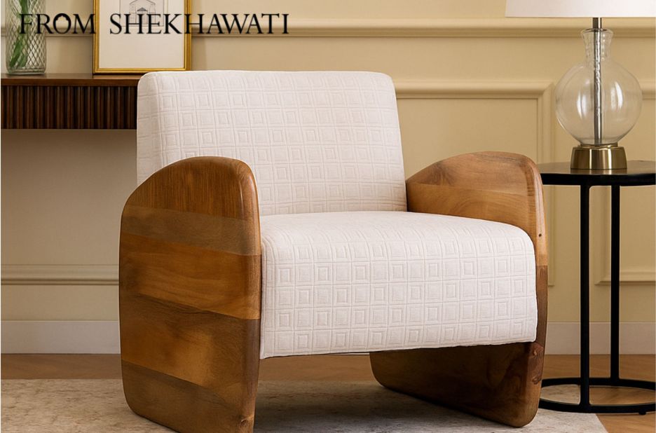 Premium Wooden Sofa Single Seater – Handcrafted Solid Wood Comfort