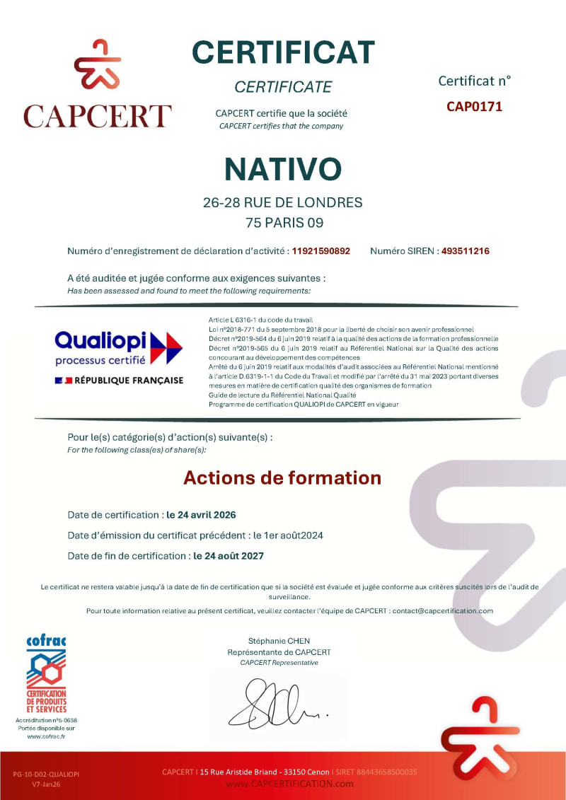Certificat Qualiopi Nativo