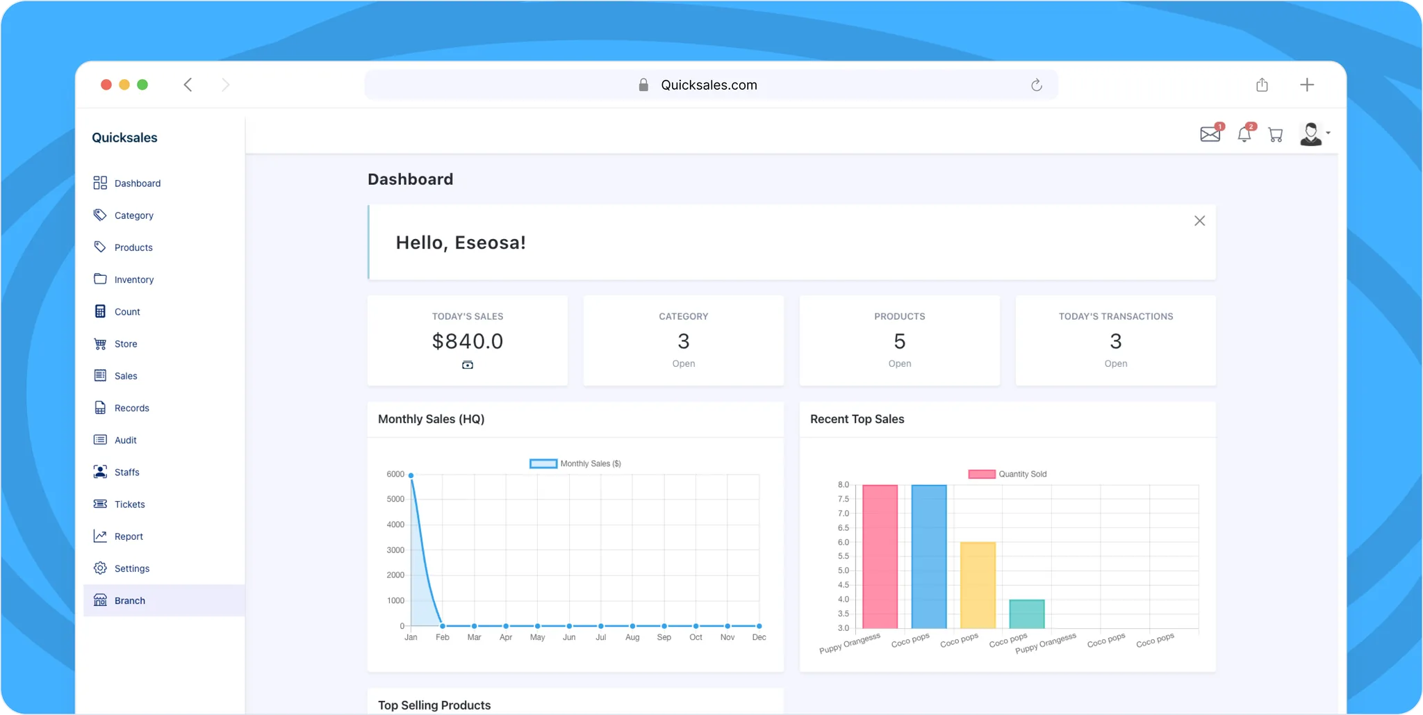 Marvex QuickSales Dashboard - Engineered by Vextech Africa