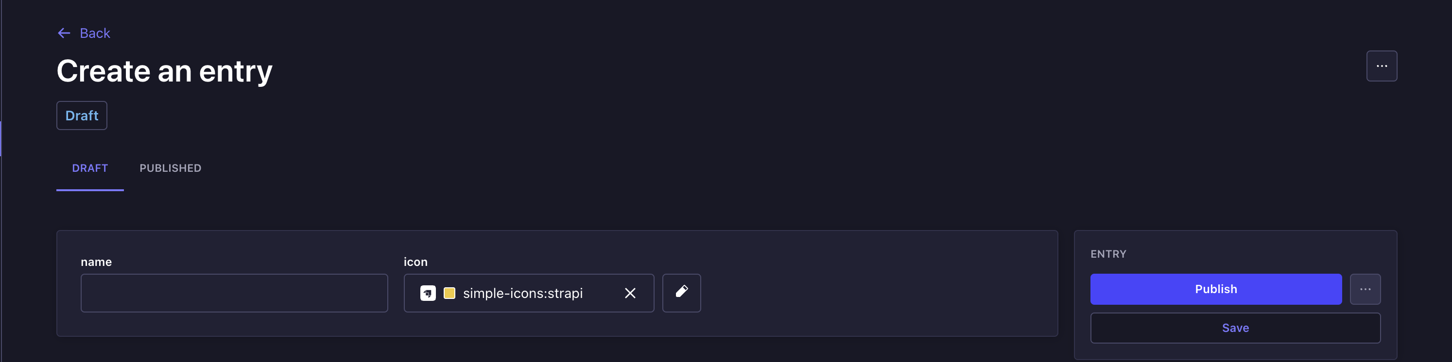Field input with selected icon and color