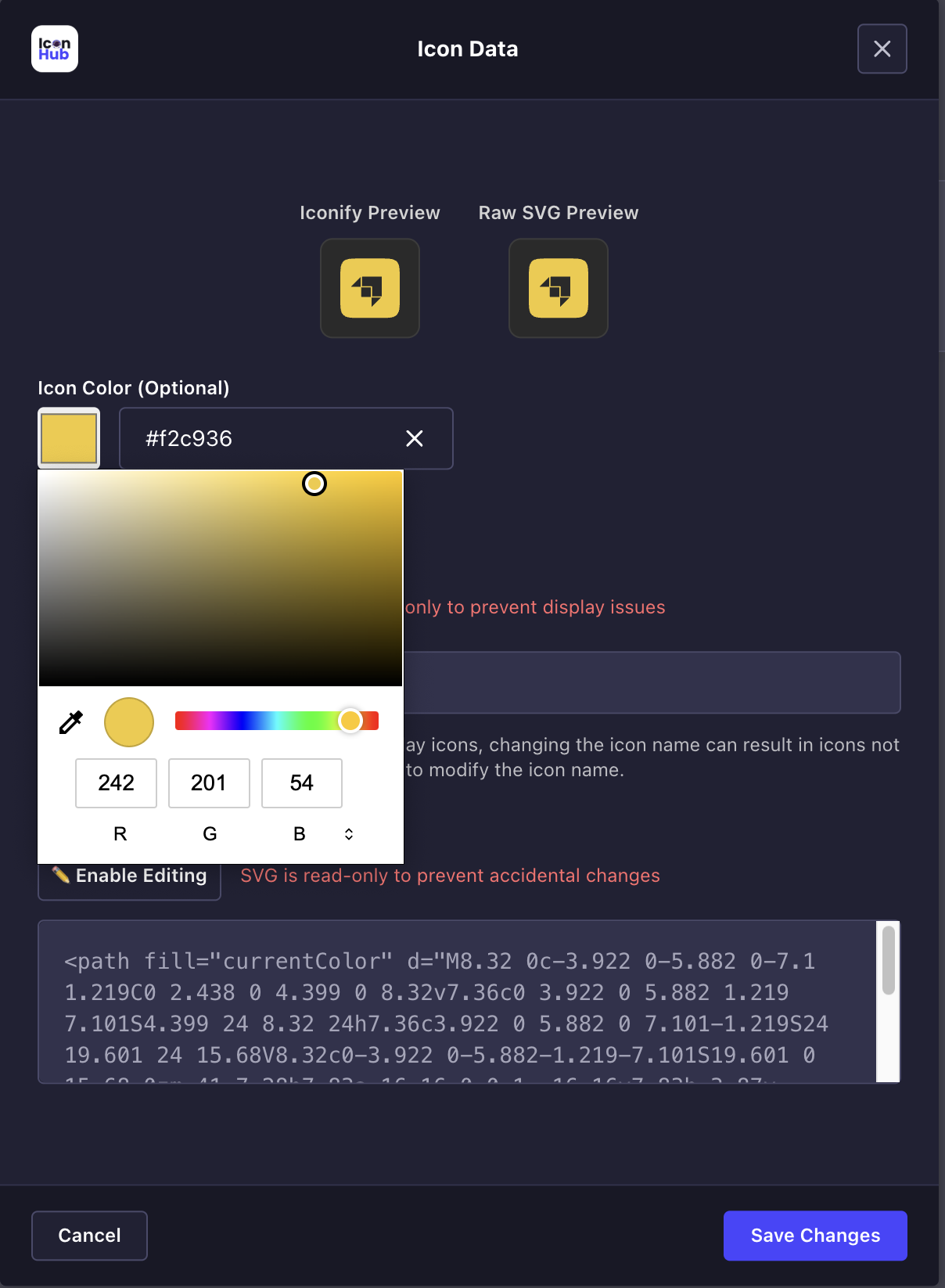 Visual color picker
