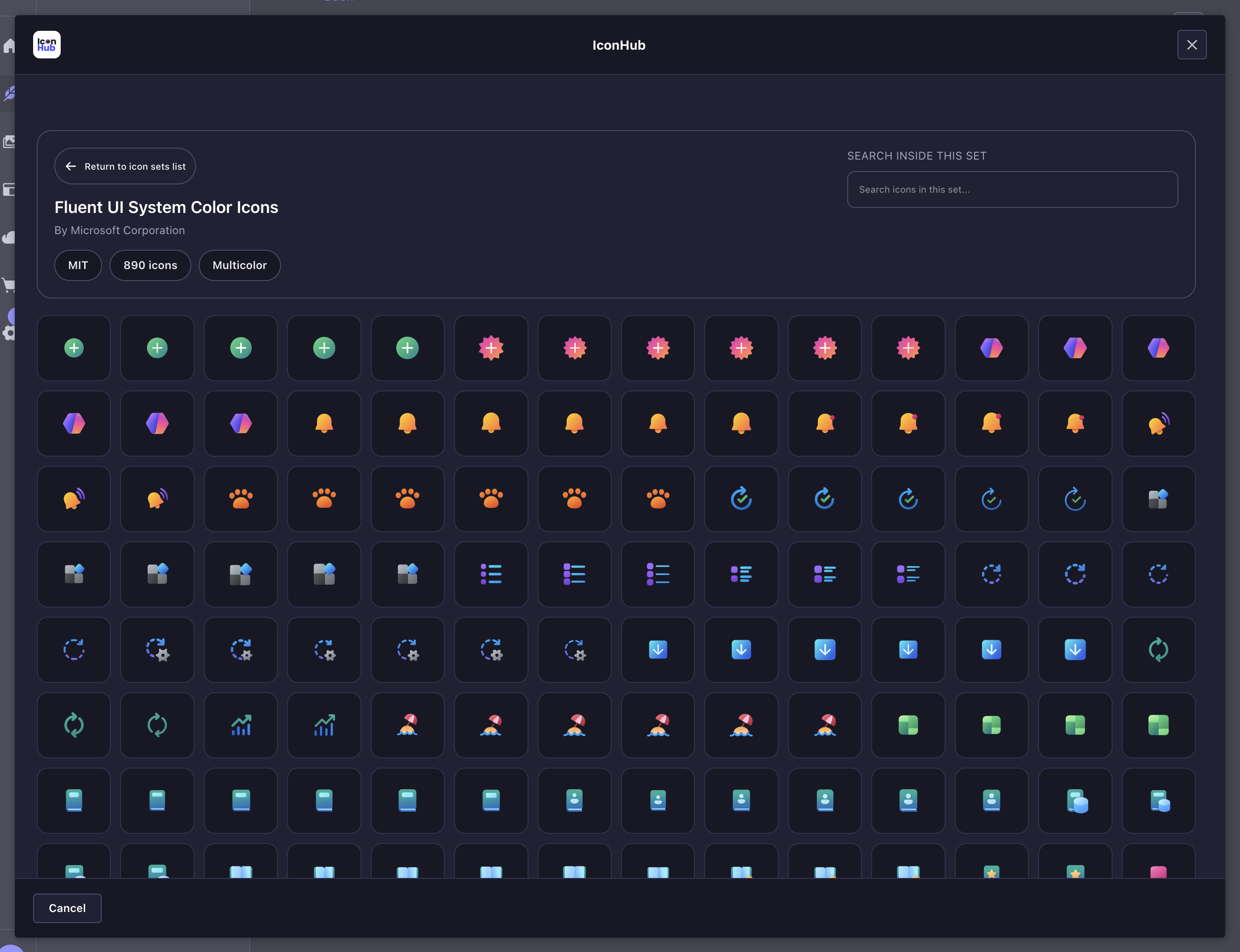 Fluent UI System Color icons example
