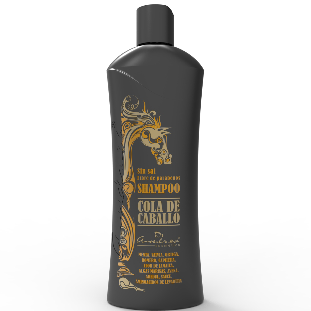 Shampoo Cola De Caballo ANDREA COSMETICS 600ml x 1 Evita la caída del cabello y estimulan su crecimiento natural, ayudándole a recuperar su fuerza y vitalidad. Contiene una mezcla de 11 extractos vegetales y aminoácidos de levadura de cerveza, que apo