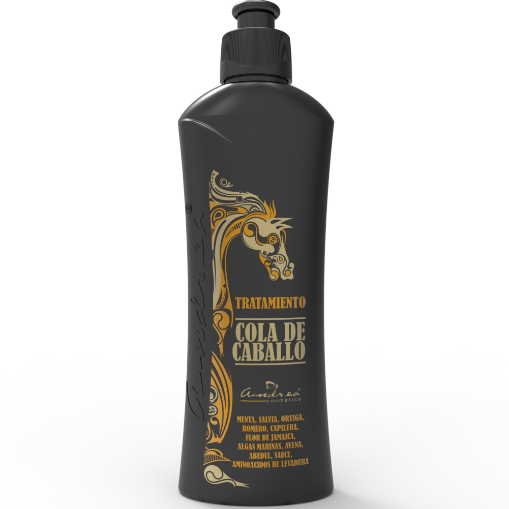 Tratamiento Cola De Caballo ANDREA COSMETICS 300ML x 1 Evita la caída del cabello y estimulan su crecimiento natural, ayudándole a recuperar su fuerza y vitalidad.Contiene una mezcla de 11 extractos vegetales y aminoácidos de levadura de cerveza, que apor