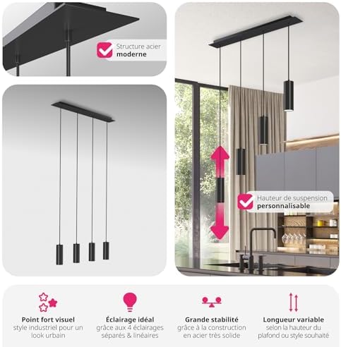 Vue 5 de Tectake Suspension Luminaire Moderne