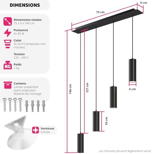 Vue 6 de Tectake Suspension Luminaire Moderne