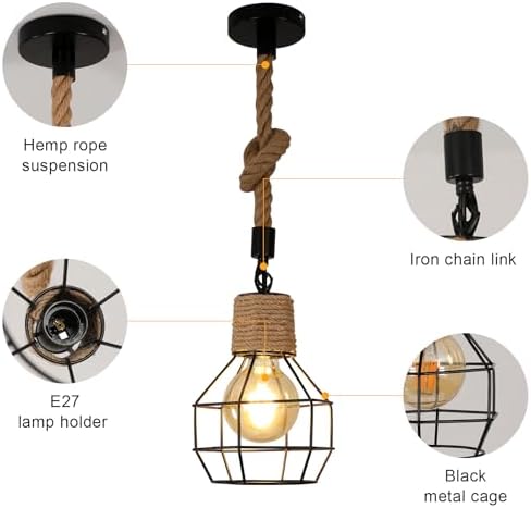 Vue 4 de Suspension Luminaire Industrielle Lustre