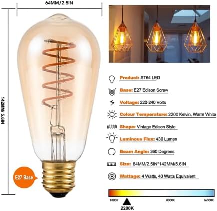 Vue 2 de Sagesunny Vintage Edison Ampoule