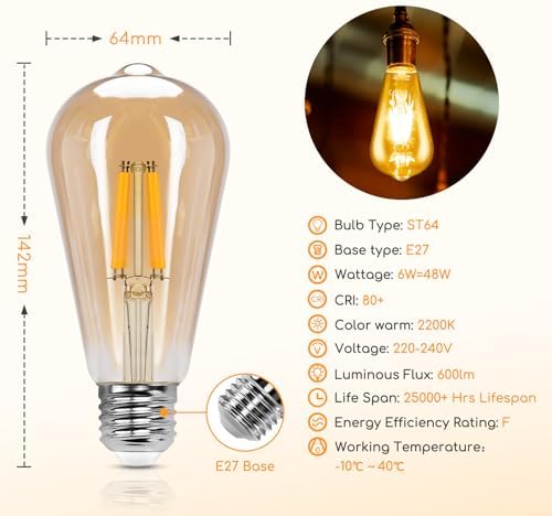 Vue 2 de Aigostar Ampoules Edison Vintage